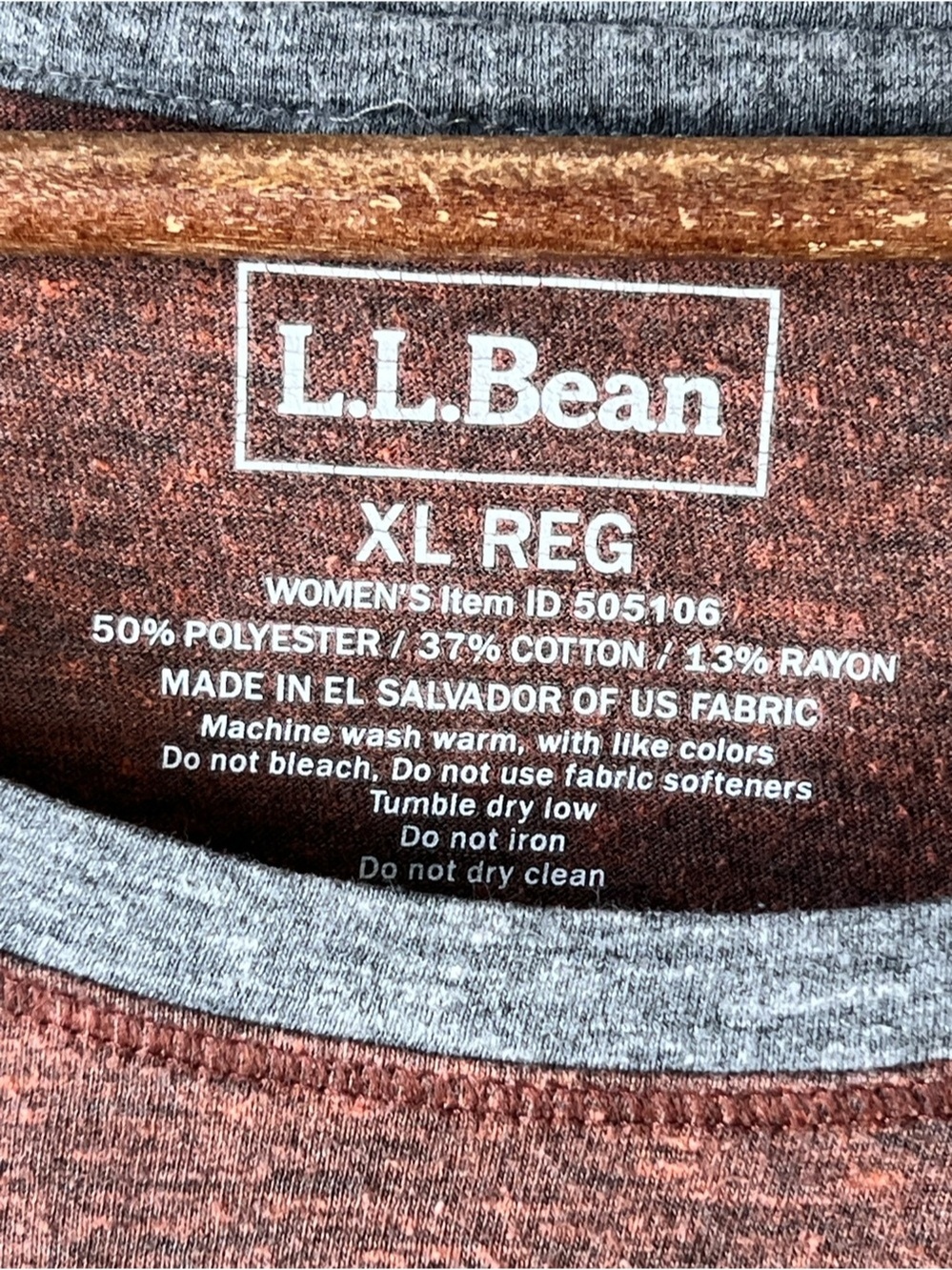 L.L.Bean women's long-sleeve crewneck graphic t-shirt heather brown/mauve Sz XL - Picture 5 of 9